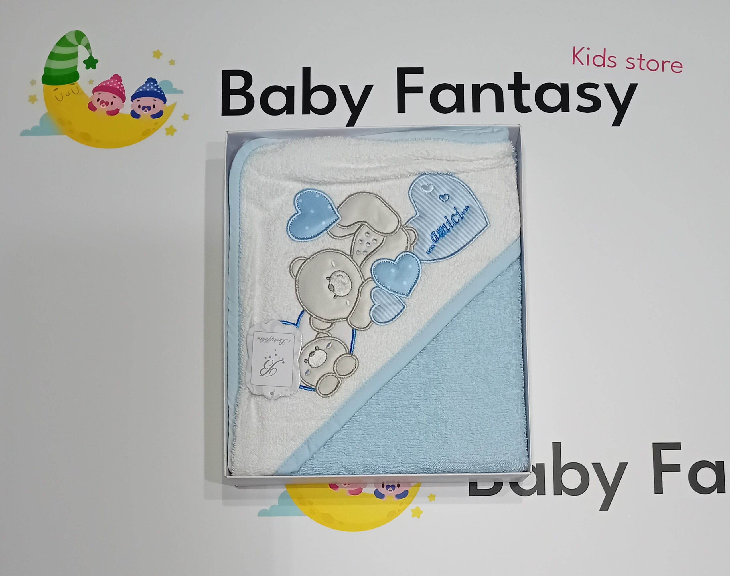 Accappatoio Bambino Girotondo Taglia 5 Anni - Cotone Idrofilo, Azzurro Con Cappuccio - Made In Italy - Foto 3